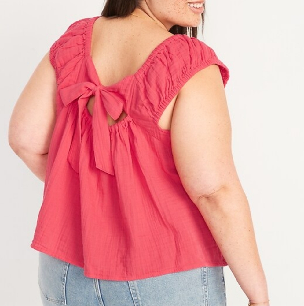 New Old Navy Tie-Back Cut-Out Swing Blouse In Watermelon 🍉 Size 4X